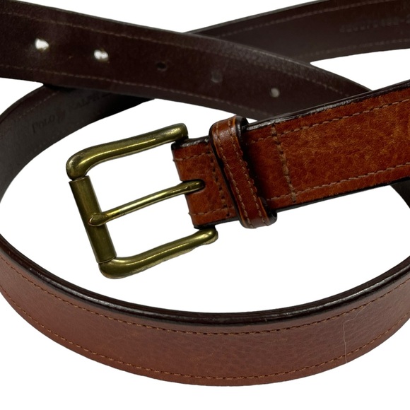 Vintage Polo Ralph Lauren Brown Italian Saddle Leather Bronze Accents Western - Picture 14 of 16
